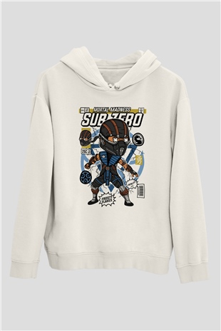 Sub Zero Baskılı Unisex Beyaz Hoodie