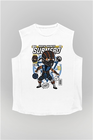 Sub Zero Baskılı Unisex Beyaz Kolsuz Tişört