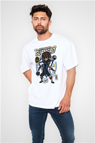 Sub Zero Baskılı Unisex Beyaz Oversize Tişört