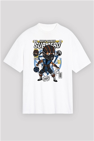 Sub Zero Baskılı Unisex Beyaz Oversize Tişört