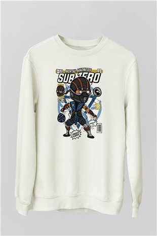 Sub Zero Baskılı Unisex Beyaz Sweatshirt