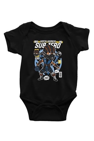 Subzero Baskılı Unisex Siyah Bebek Body - Zıbın