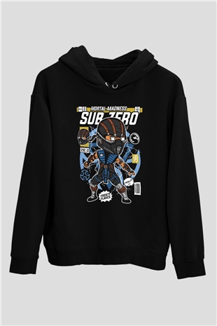 Subzero Baskılı Unisex Siyah Hoodie
