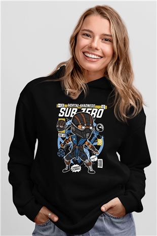 Subzero Baskılı Unisex Siyah Hoodie