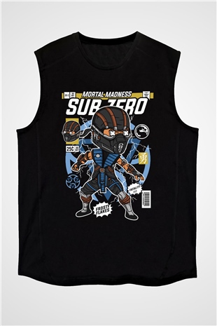 Subzero Baskılı Unisex Siyah Kolsuz Tişört