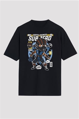 Subzero Baskılı Unisex Siyah Oversize Tişört