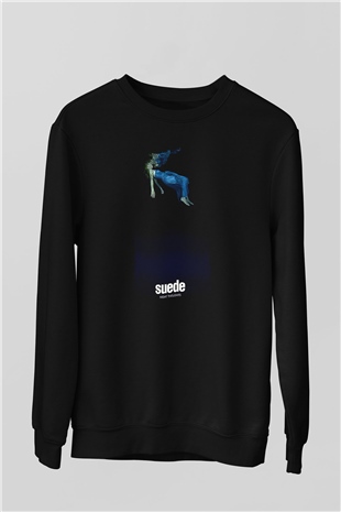 Suede Baskılı Unisex Siyah Sweatshirt