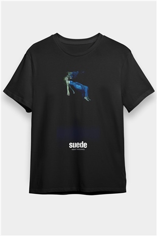 Suede Baskılı Unisex Siyah Tişört - Tshirt
