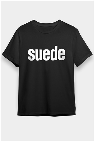 Suede Baskılı Unisex Siyah Tişört - Tshirt