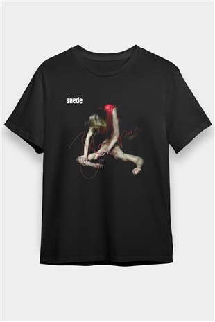 Suede Baskılı Unisex Siyah Tişört - Tshirt