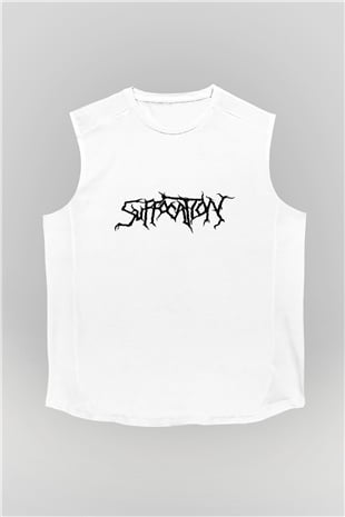 Suffocation Beyaz Unisex Kolsuz Tişört