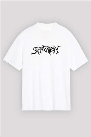 Suffocation Beyaz Unisex Oversize Tişört T-Shirt - Oversize Tişört Fabrikası