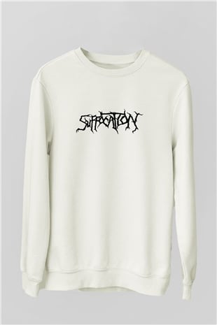 Suffocation Beyaz Unisex Sweatshirt