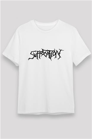 Suffocation Beyaz Unisex Tişört T-Shirt - Tişört Fabrikası