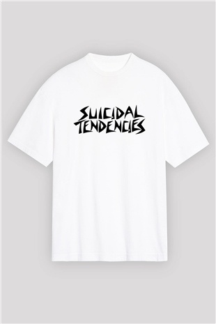 Suicidal Tendencies Beyaz Unisex Oversize Tişört T-Shirt - Oversize Tişört Fabrikası
