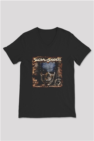 Suicidal Tendencies Siyah Unisex V Yaka Tişört T-Shirt