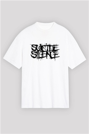 Suicide Silence Beyaz Unisex Oversize Tişört T-Shirt - Oversize Tişört Fabrikası