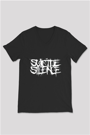 Suicide Silence Siyah Unisex V Yaka Tişört T-Shirt