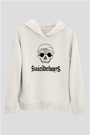 Suicideboys - $uicideboy$ Baskılı Beyaz Unisex Kapüşonlu Sweatshirt