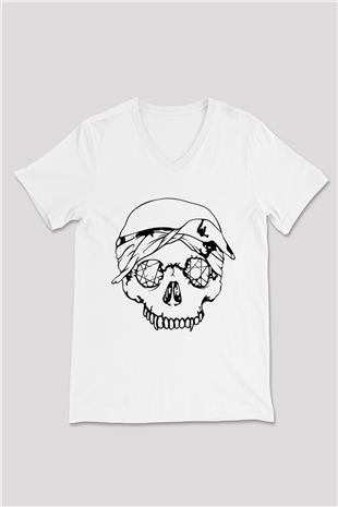 Suicideboys - $uicideboy$ Baskılı Beyaz Unisex V Yaka Tişört - Tshirt