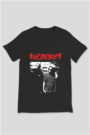 Suicideboys - $uicideboy$ Baskılı Unisex Siyah V Yaka Tişört - Tshirt