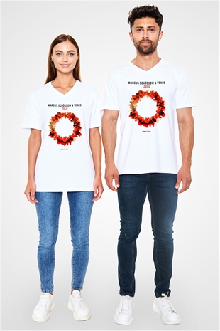 Sultan & Ned Shepard Beyaz Unisex V Yaka Tişört T-Shirt
