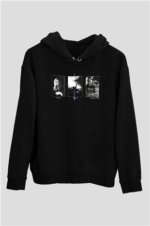 Summoning Baskılı Unisex Siyah Kapüşonlu Sweatshirt