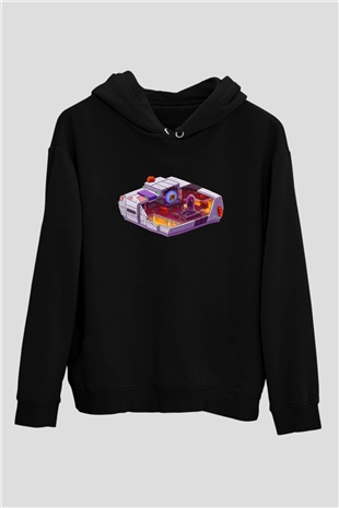 Super Metroid Cartridge Art Siyah Unisex Hoodie