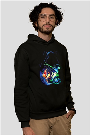 Super Metroid Cartridge Art Siyah Unisex Kapüşonlu Sweatshirt