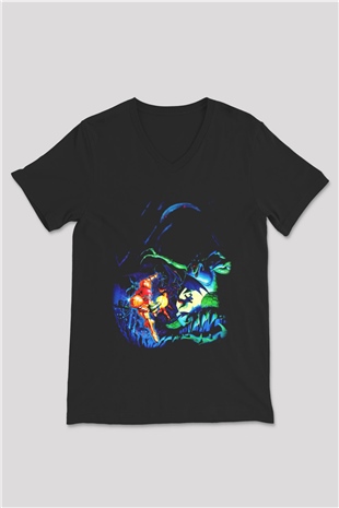 Super Metroid Cartridge Art Siyah Unisex V Yaka Tişört