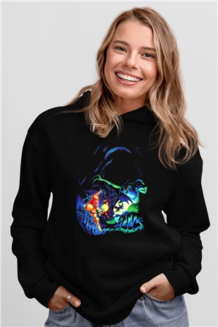 Super Metroid Cartridge Art Siyah Unisex Kapüşonlu Sweatshirt