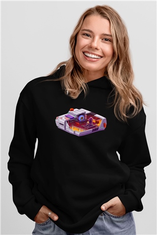 Super Metroid Cartridge Art Siyah Unisex Hoodie