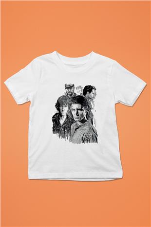 Supernatural Baskılı Beyaz Unisex Beyaz Çocuk Tişört - Tshirt