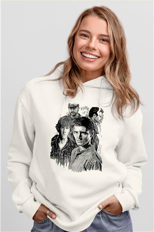 Supernatural Baskılı Beyaz Unisex Hoodie