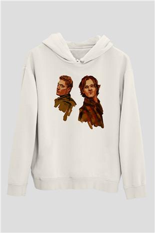 Supernatural Baskılı Beyaz Unisex Hoodie