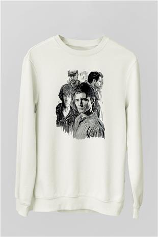 Supernatural Baskılı Beyaz Unisex Sweatshirt