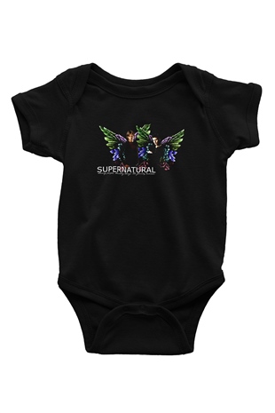 Supernatural Baskılı Unisex Siyah Bebek Body - Zıbın