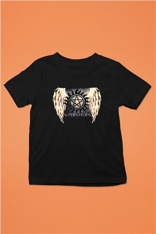 Supernatural Baskılı Unisex Siyah Çocuk Tişört - Tshirt