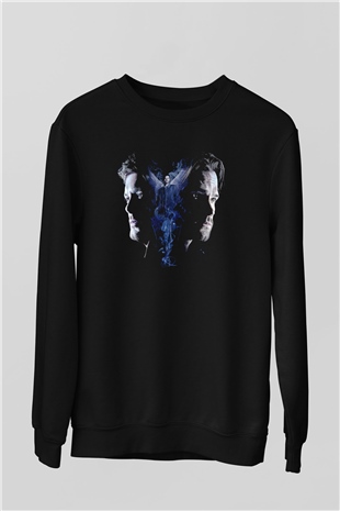 Supernatural Baskılı Unisex Siyah Sweatshirt