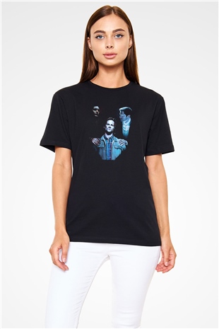 Supernatural Baskılı Unisex Siyah Tişört - Tshirt
