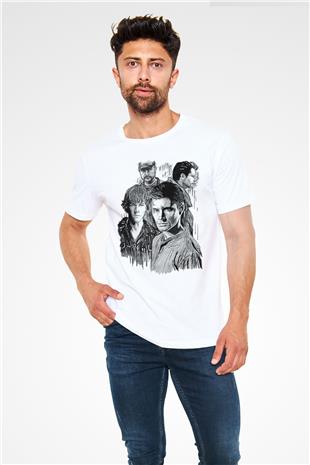 Supernatural Unisex Baskılı Beyaz Tişört - Tshirt