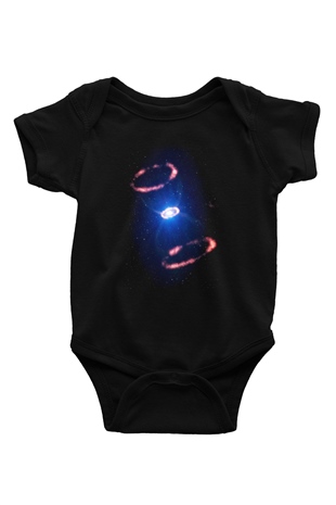 Süpernova Baskılı Siyah Bebek Body - Zıbın