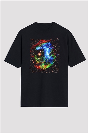 Süpernova Siyah Unisex Oversize Tişört T-Shirt