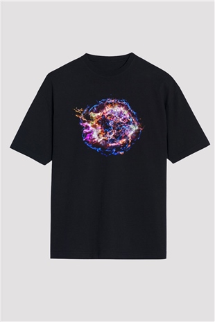 Süpernova Siyah Unisex Oversize Tişört T-Shirt