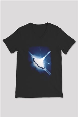 Süpernova Siyah Unisex V Yaka Tişört
