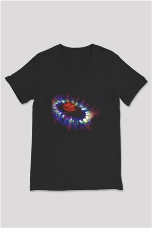 Süpernova Siyah Unisex V Yaka Tişört