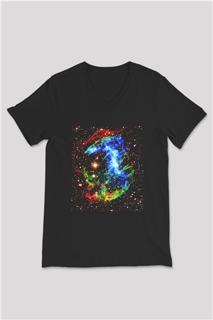Süpernova Siyah Unisex V Yaka Tişört T-Shirt