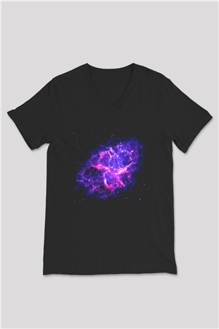 Süpernova Siyah Unisex V Yaka Tişört T-Shirt