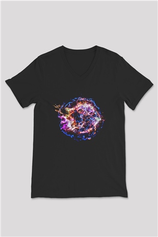 Süpernova Siyah Unisex V Yaka Tişört T-Shirt