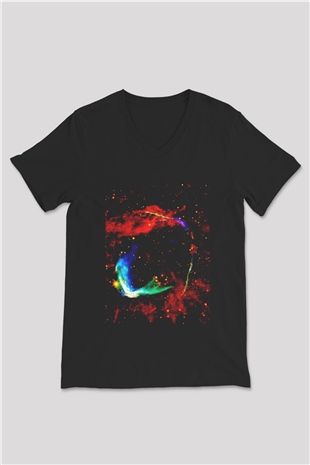 Süpernova Siyah Unisex V Yaka Tişört T-Shirt